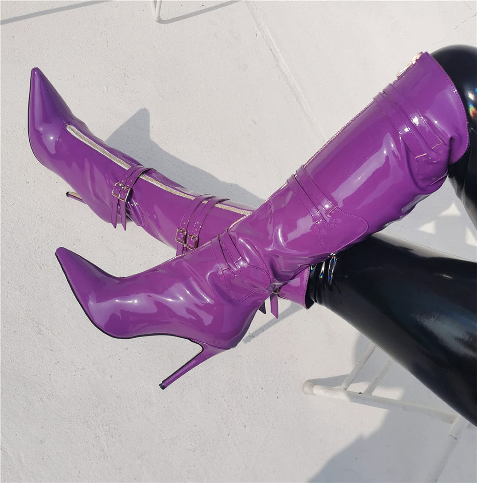 ピンク ラバー ロングブーツ スタッズ付き ピンク ラバー ロングブーツ スタッズ付き